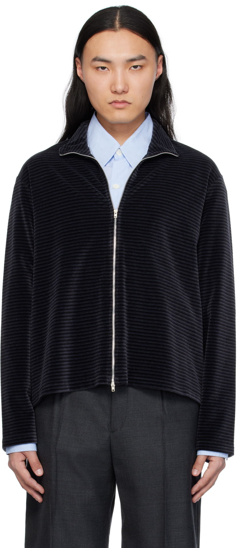 Cветр OUR LEGACY Our Legacy Shrunken Full-Zip Track Jacket чорний | M4243SPS