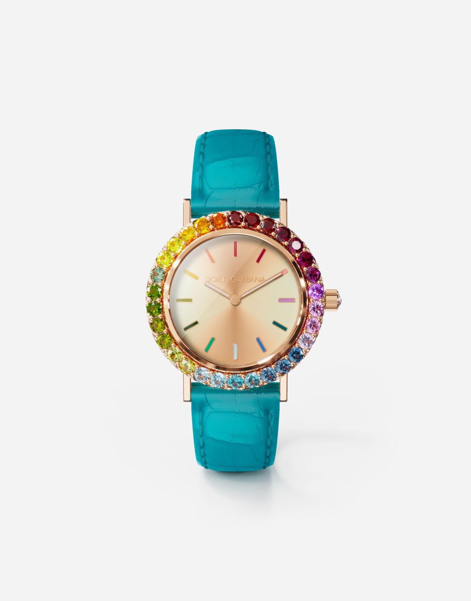 Годинник Dolce & Gabbana Dolce & Gabbana Iris Watch with Multi-colored Gems Бірюзовий | WWLB2GXA1XAB0025, 0