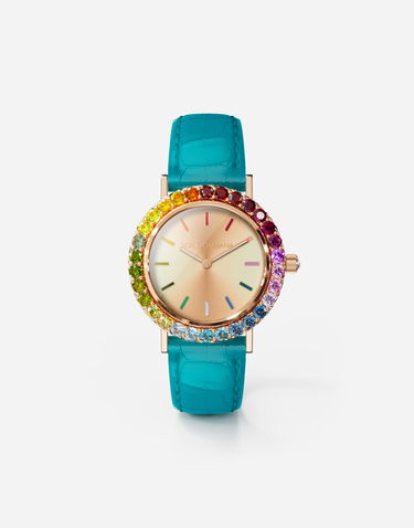 Годинник Dolce & Gabbana Dolce & Gabbana Iris Watch with Multi-colored Gems Бірюзовий | WWLB2GXA1XAB0025, 0