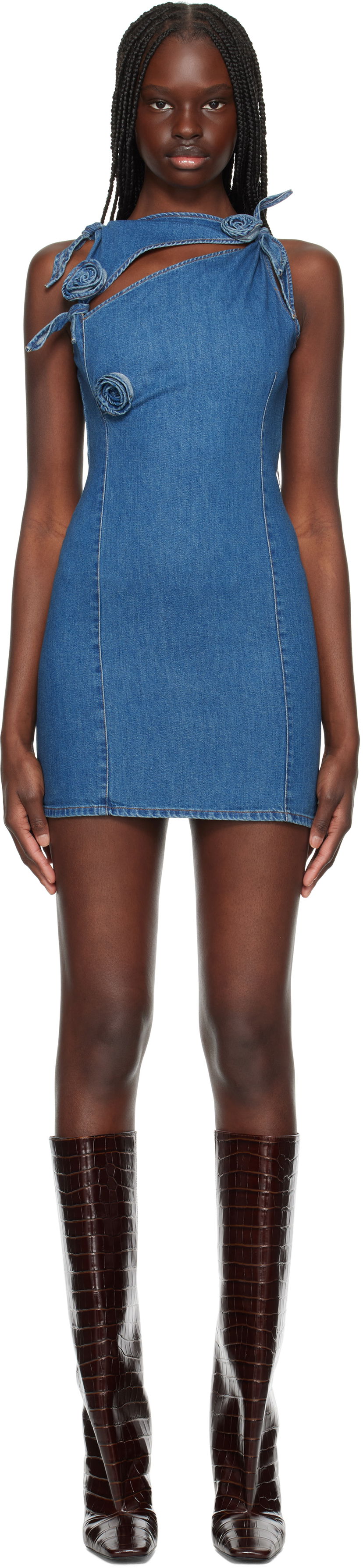 плаття Coperni Coperni Asymmetric Flower Denim Minidress Синій | COPR158F2014