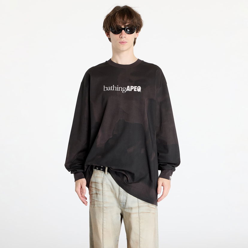 Футболка BAPE Overprint Logo Relaxed Fit Long Sleeve Tee Black чорний | 001LTK801301M BLK