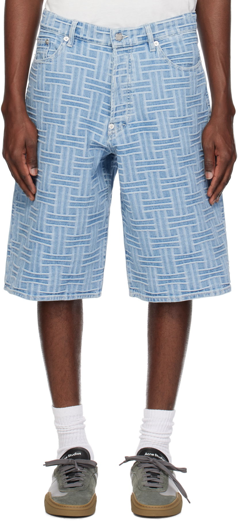 Шорти KENZO Kenzo Paris 'KENZO Weave' Straight Denim Shorts Синій | FF55DS3396J4