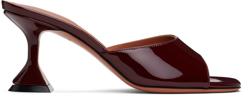 Аксесуари Amina Muaddi Amina Muaddi Lupita 70 Heeled Patent Leather Sandals Бордовий | LUPITA SLIPPER 70 PATENT