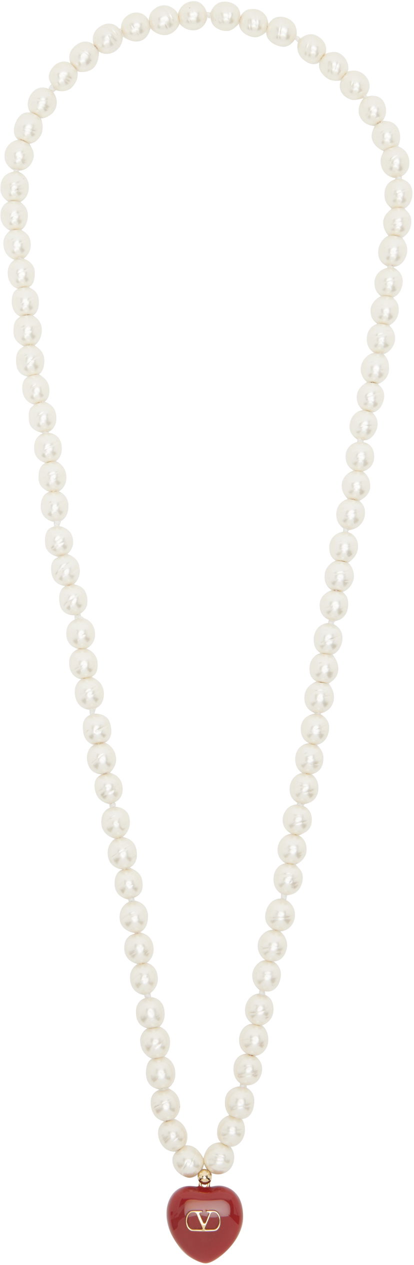 Кольє Valentino Valentino Garavani Pearl Necklace with Heart Pendant білий | 6W2J0Y07LTD