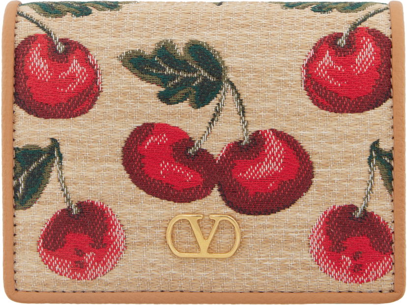 Гаманець Valentino Valentino Garavani VLogo Signature Cherryfic Jacquard Wallet бежевий | 6W0P0AJ3CJR