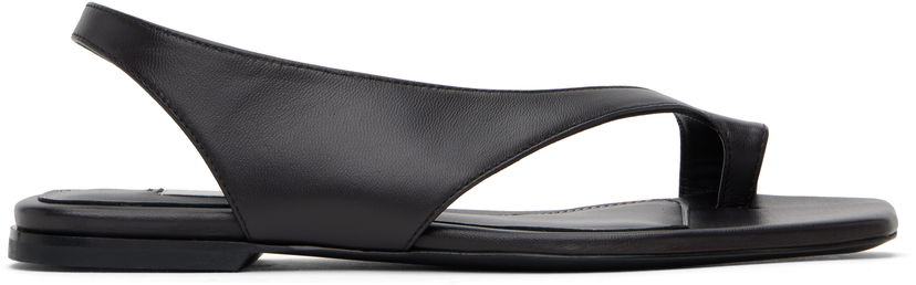 Кросівки та взуття TOTEME TOTEME Leather Thong Sandals чорний | 252-WAS0202-LE0131