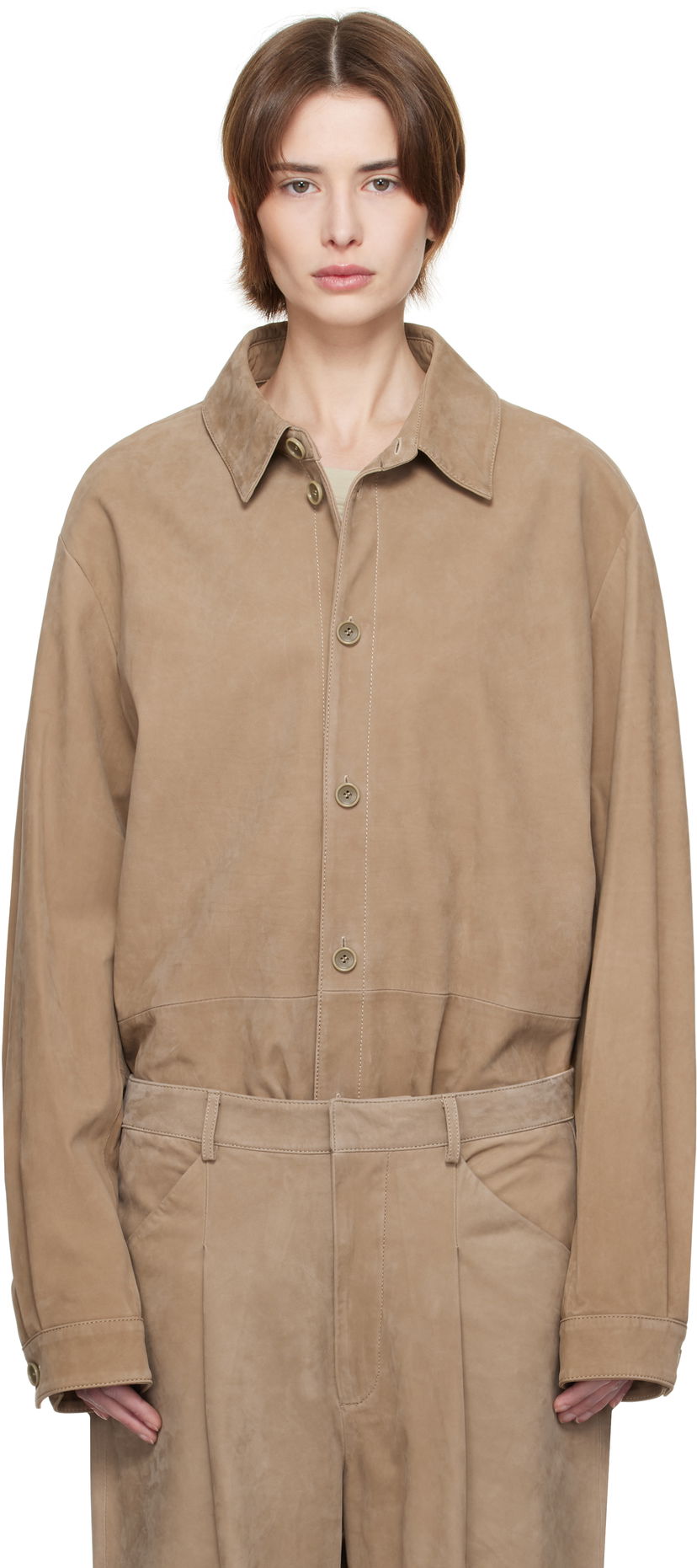 Сорочка Entire Studios Entire Studios Recurrent Suede Overshirt бежевий | ES2673SS