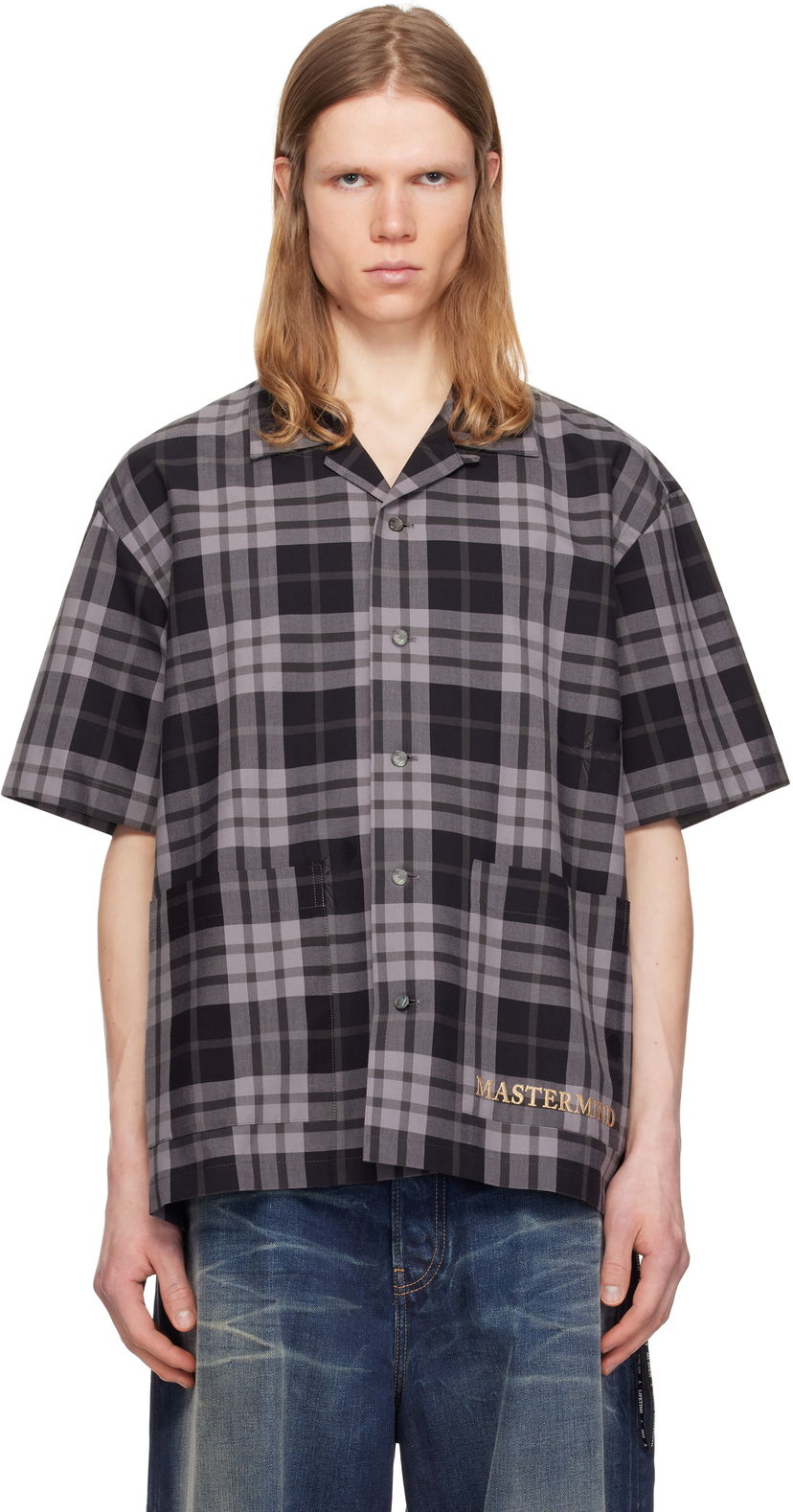 Сорочка Mastermind WORLD Mastermind World Plaid Short Sleeve Shirt Сірий | MW25S14-SH007-007