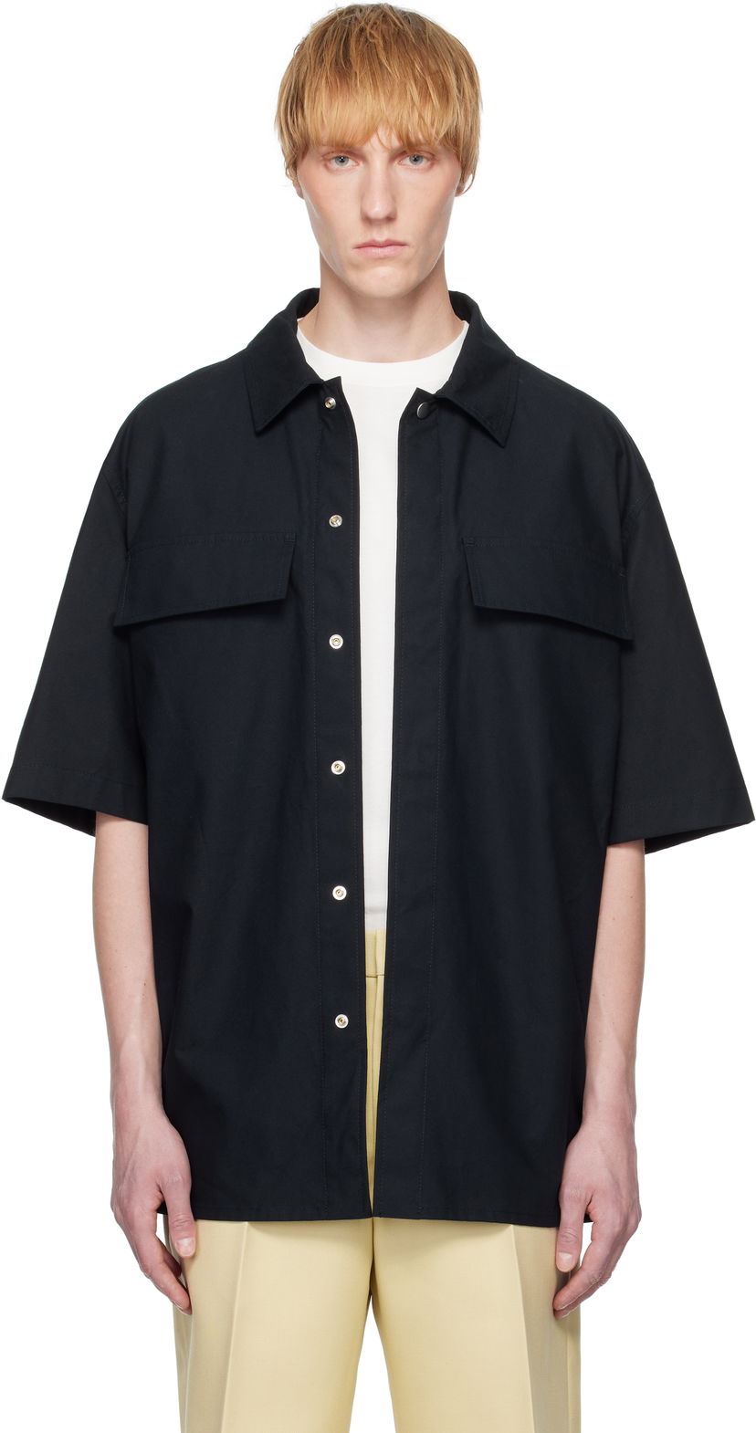 Сорочка Jil Sander Jil Sander Cotton Short Sleeve Shirt чорний | J47DL0163_J45296