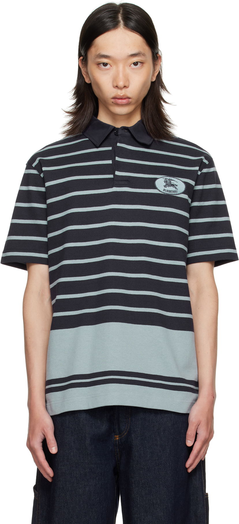 Сорочка поло Burberry Burberry Index Stripe Polo чорний | 8110595