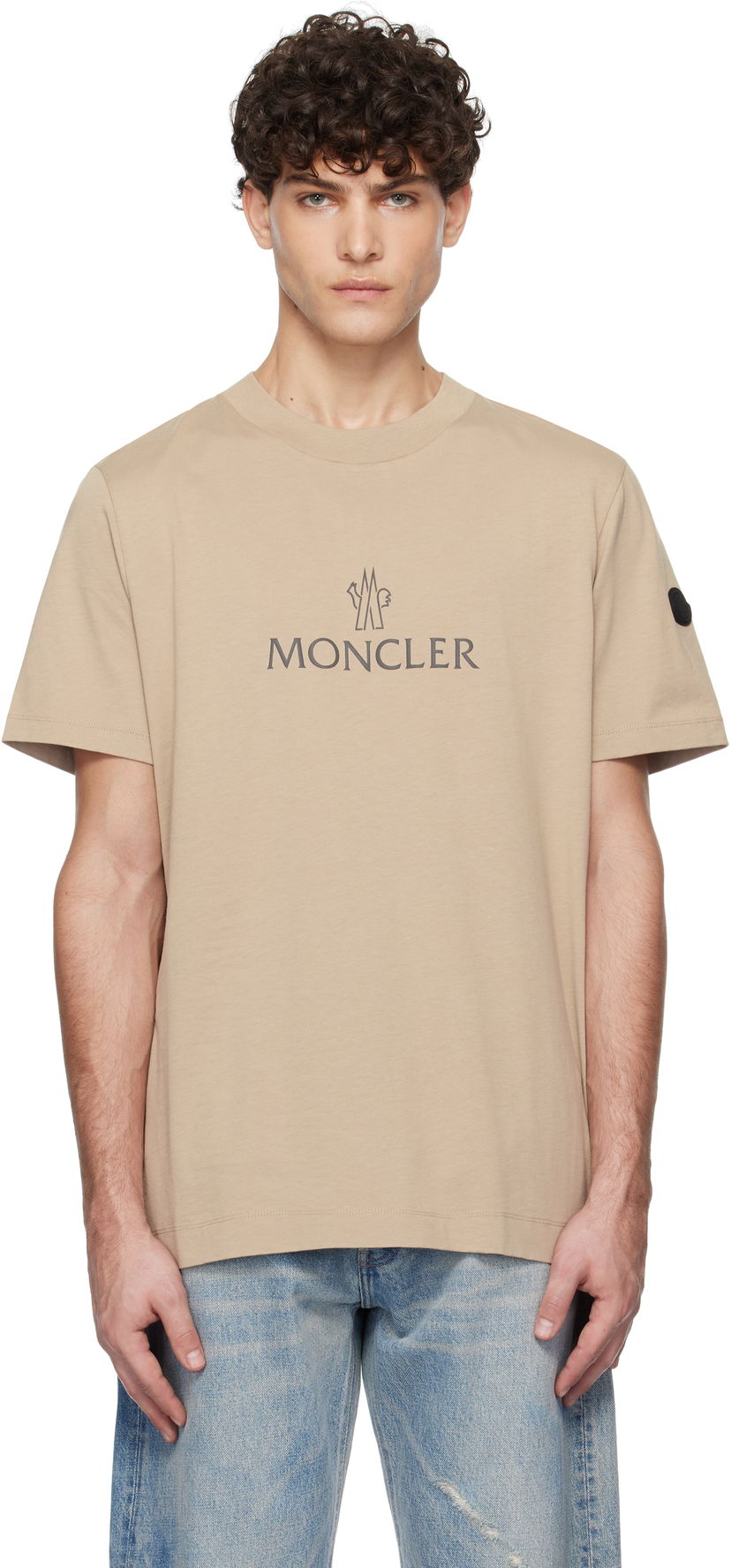 Футболка Moncler Logo Cotton T-Shirt бежевий | K10918C00024829H8