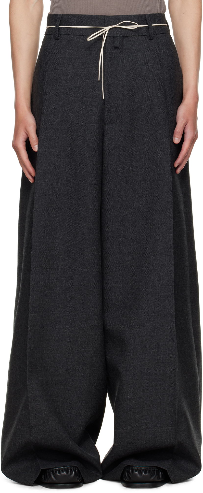 Штани Dries Van Noten Dries Van Noten Wide Leg Pleated Trousers Сірий | 252-020915-2247