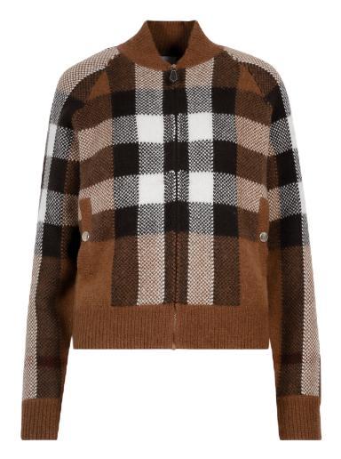 Куртка бомбер Burberry Intarsia Check Bomber Jacket Коричневий | 8048445