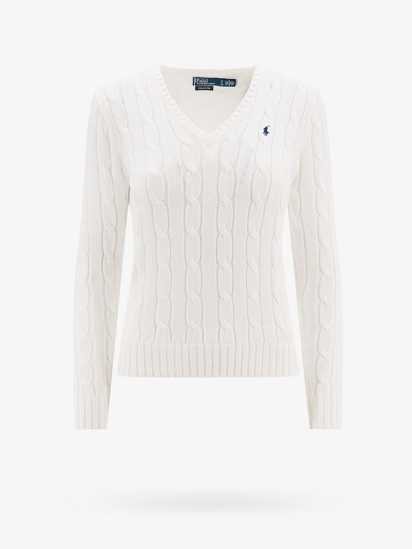 Cветр Polo by Ralph Lauren White Cable Knit V-Neck Sweater білий | 211891641001