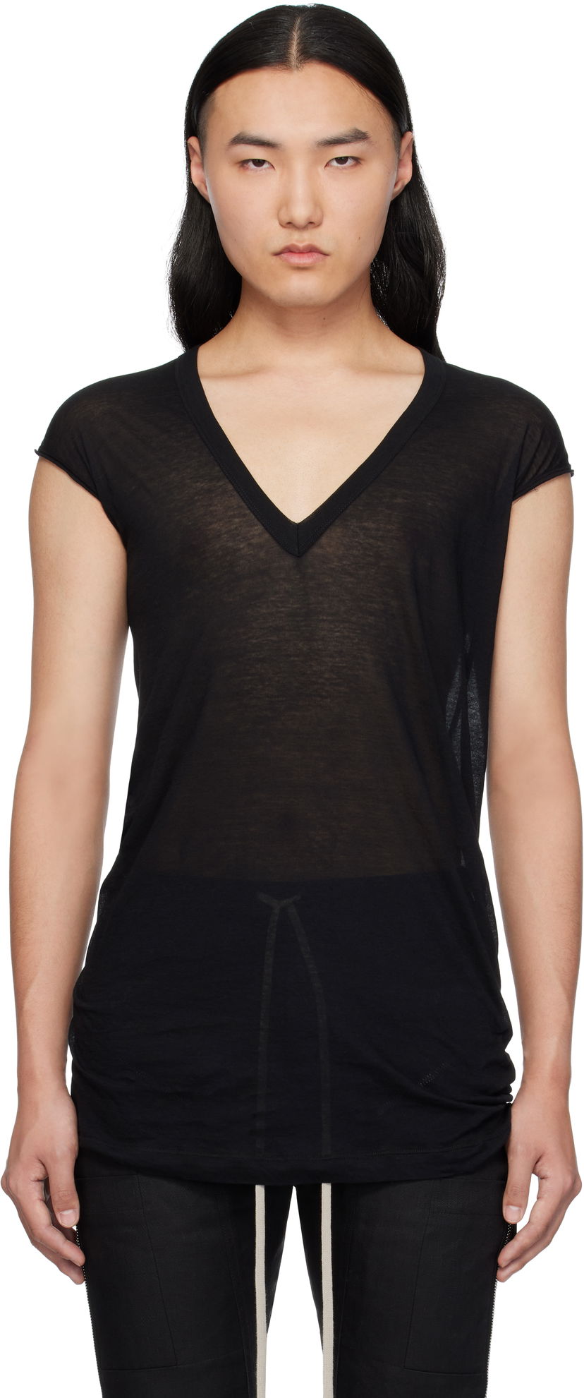Безрукавка Rick Owens Rick Owens Hollywood Deep V SL T-Shirt чорний | RU01E5233 UC