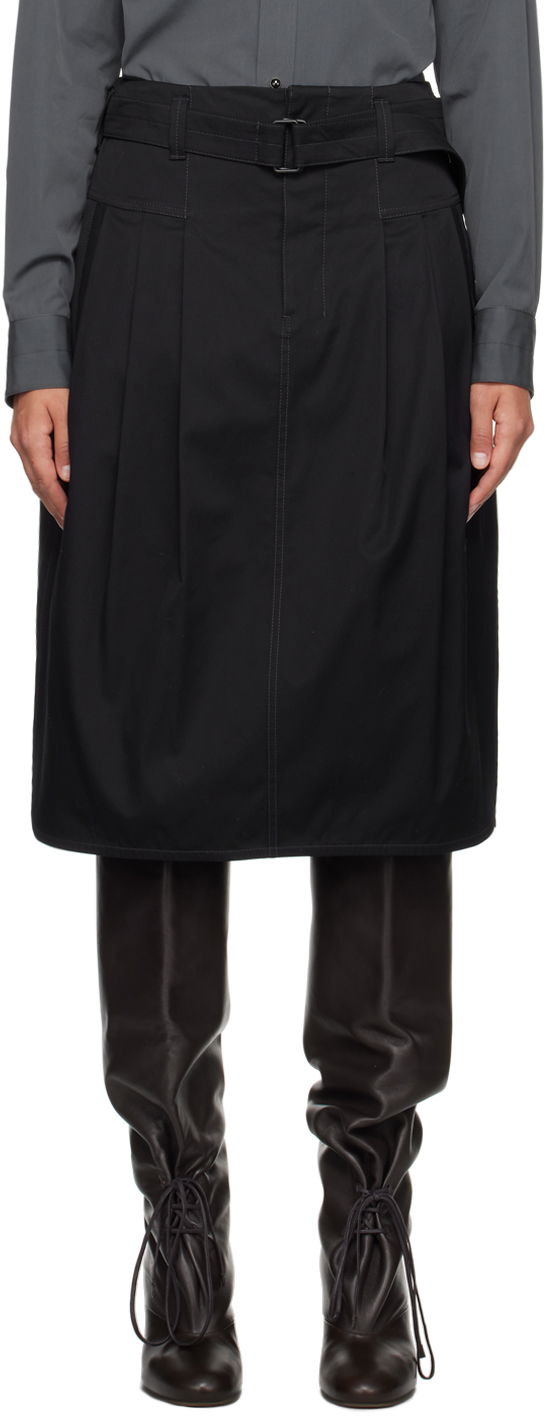 Спідниця LEMAIRE LEMAIRE Pleated Belted Midi Skirt чорний | SK1010 LF824
