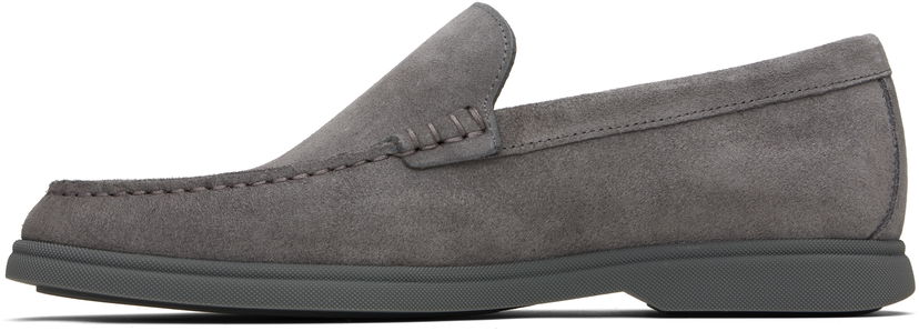 Кросівки та взуття BOSS Suede Loafers with Contrast Outsole Сірий | 50543083