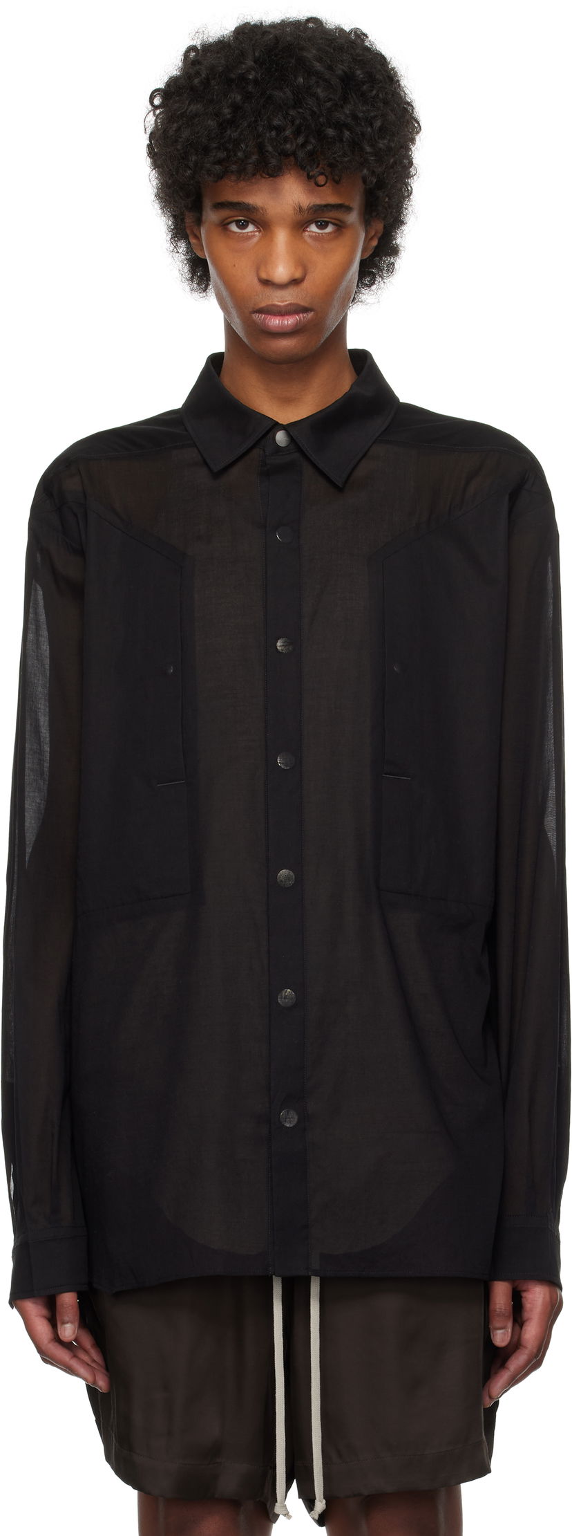 Сорочка Rick Owens Rick Owens Hollywood Jumbo Fogpocket Outer Shirt чорний | RU01E5240 CV