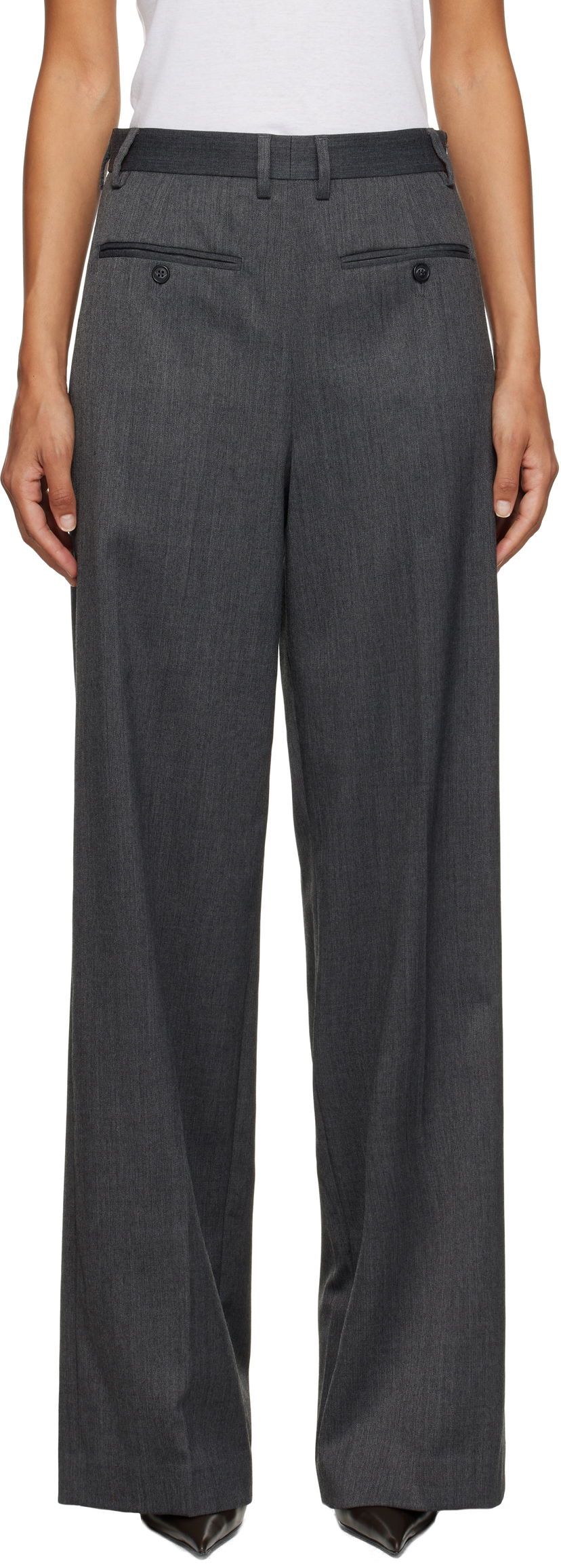 Штани Maison Margiela MM6 Maison Margiela Tailored Wide-Leg Trousers Сірий | S52KA0538 S47848