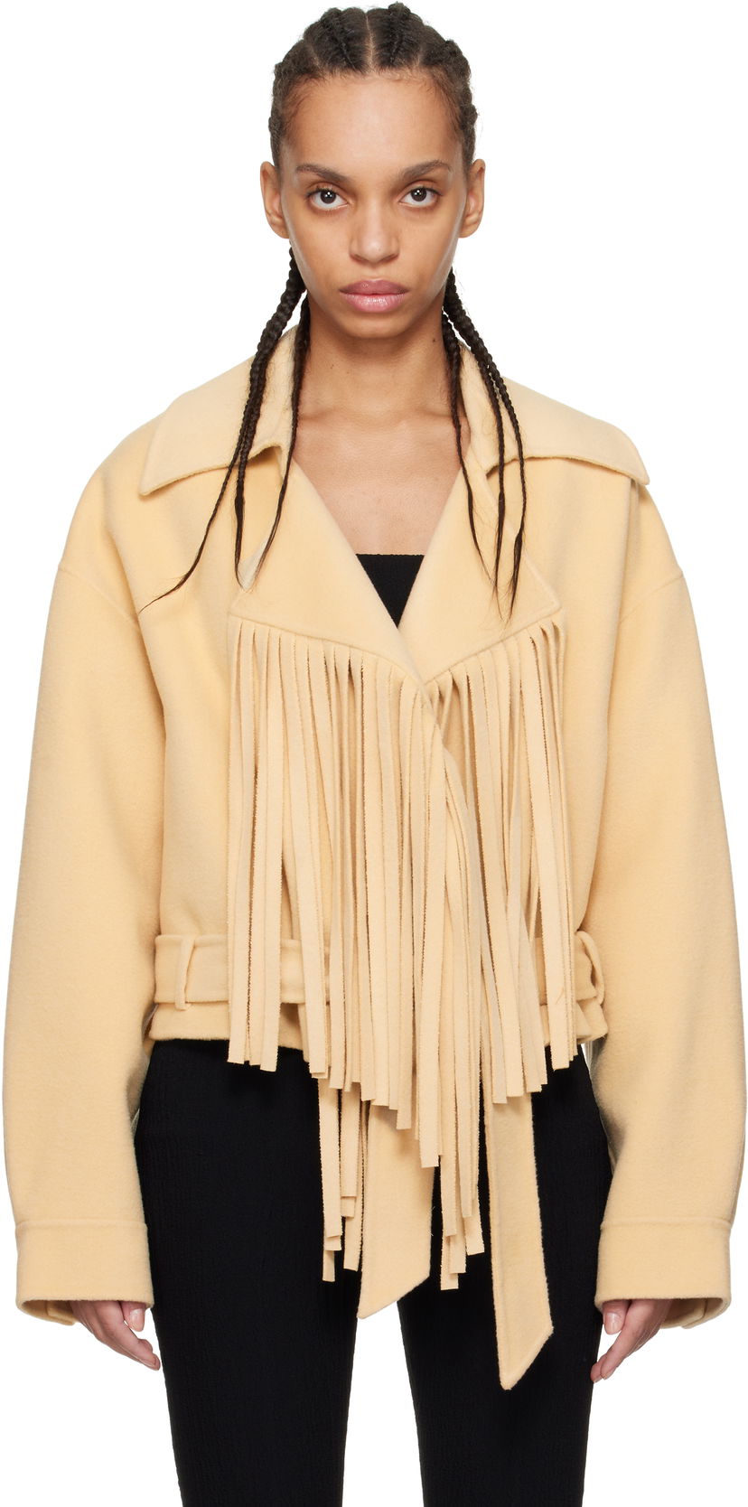Куртка Nanushka Nanushka Ticia Fringed Double Wool Jacket бежевий | NW25RSJK10005