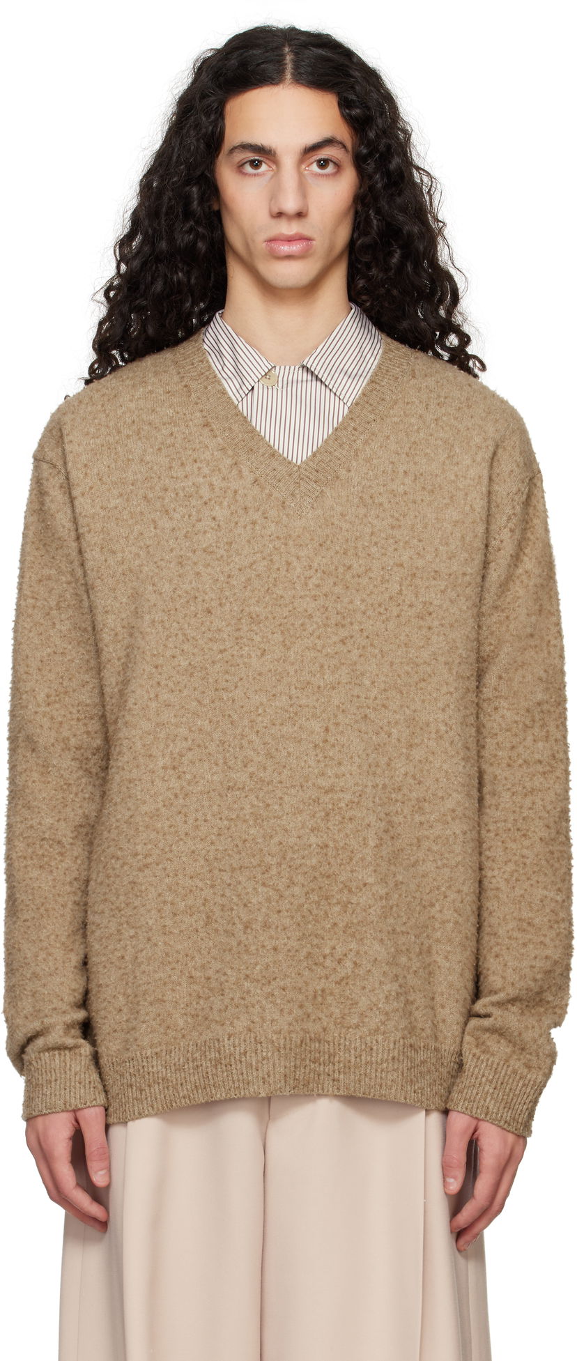 Cветр Maison Margiela Maison Margiela Pilling V-Neck Sweater Коричневий | S50HN0011 M13108