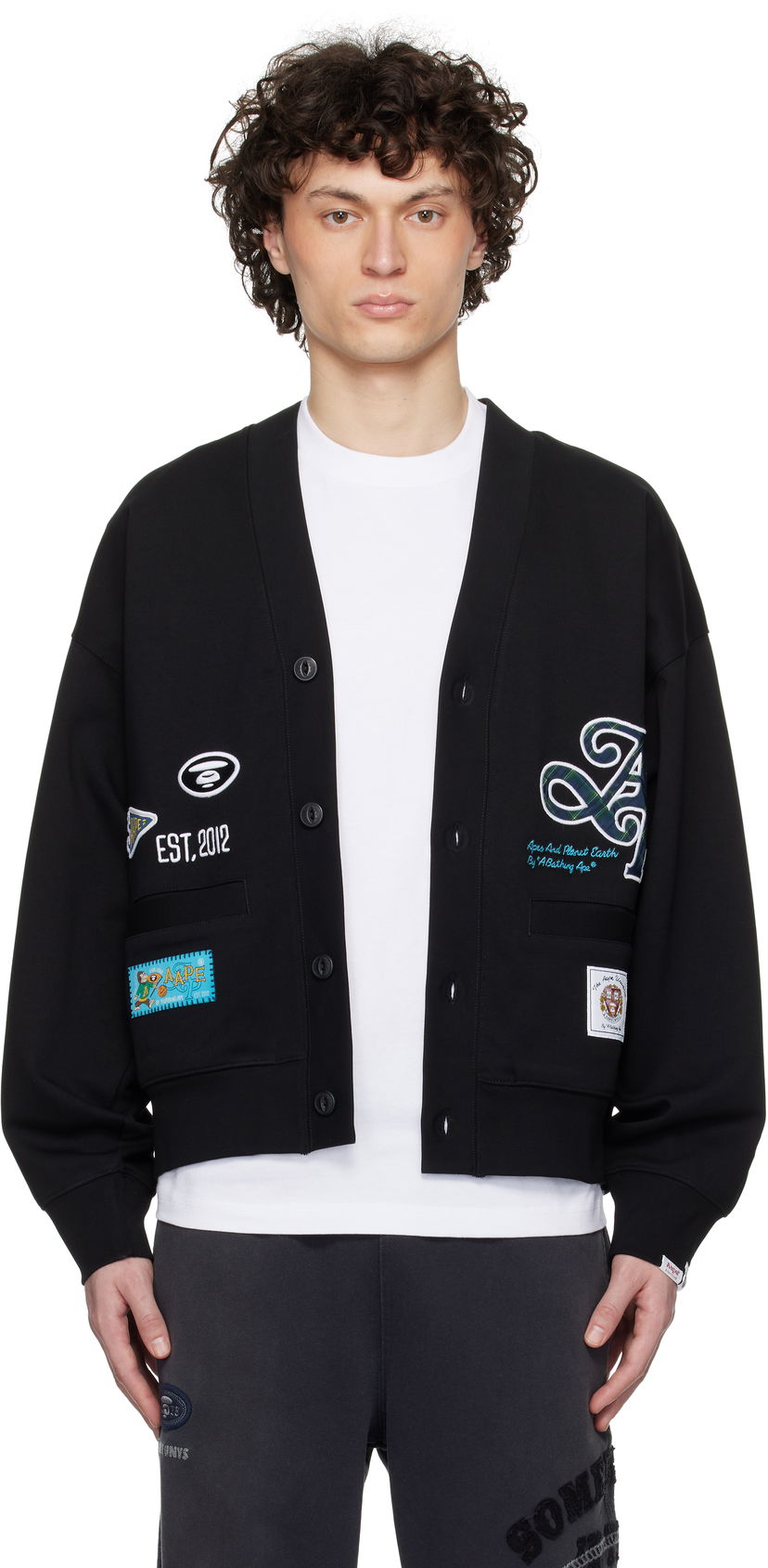 Cветр AAPE by A Bathing Ape AAPE by A Bathing Ape Main Cardigan чорний | AAPSWMC324XXNBKX