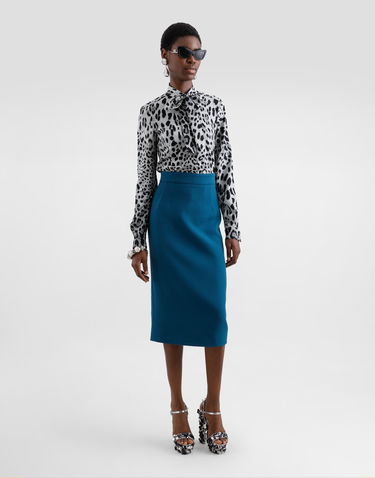 Сорочка Dolce & Gabbana Leopard Charmeuse With Bow білий | F5T19TFSADDHI13N, 1
