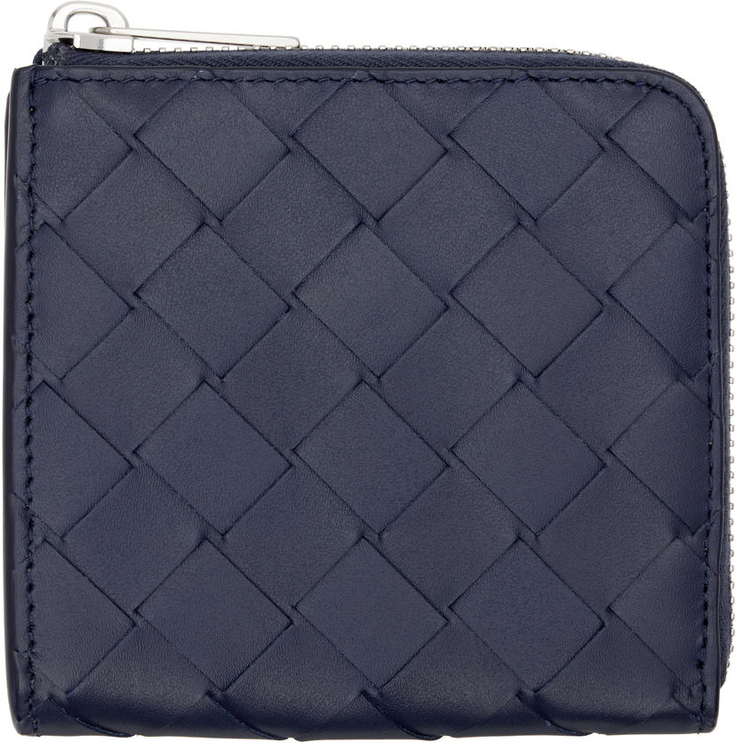 Гаманець Bottega Veneta Bottega Veneta Intrecciato Square Zip Wallet темно-синій | 817741VCPQ53262