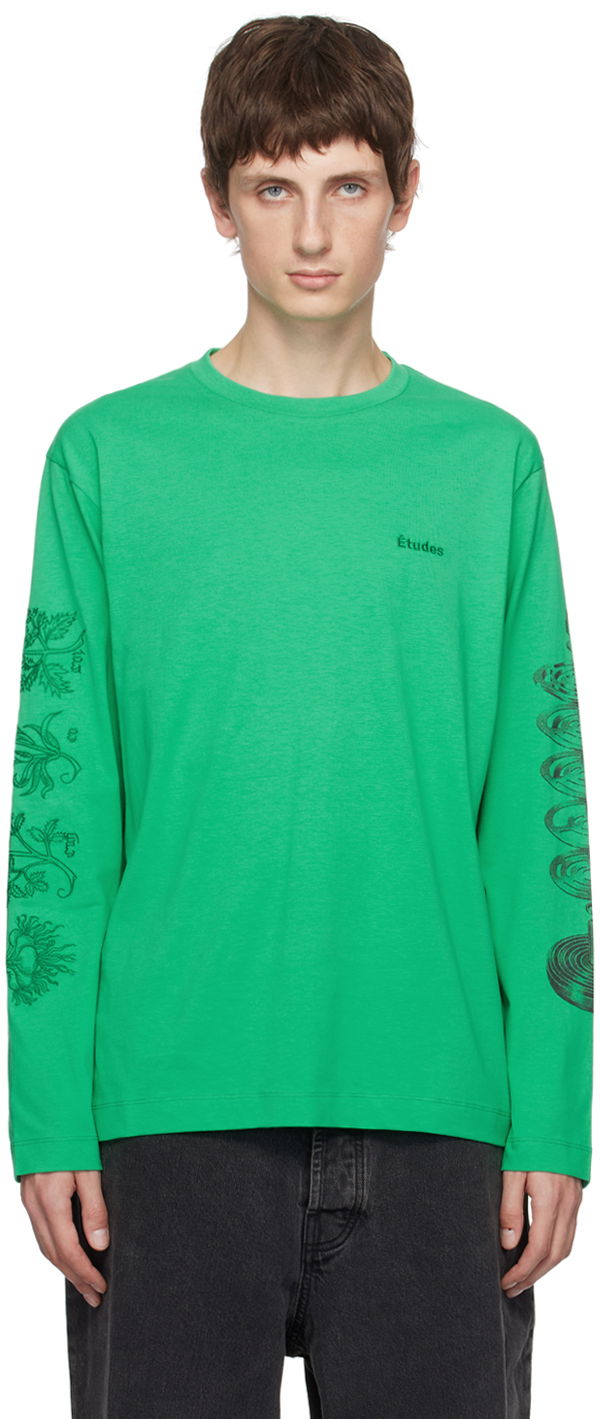Футболка Études Graphic Print Long Sleeve T-Shirt Зелений | H23MC172A01036