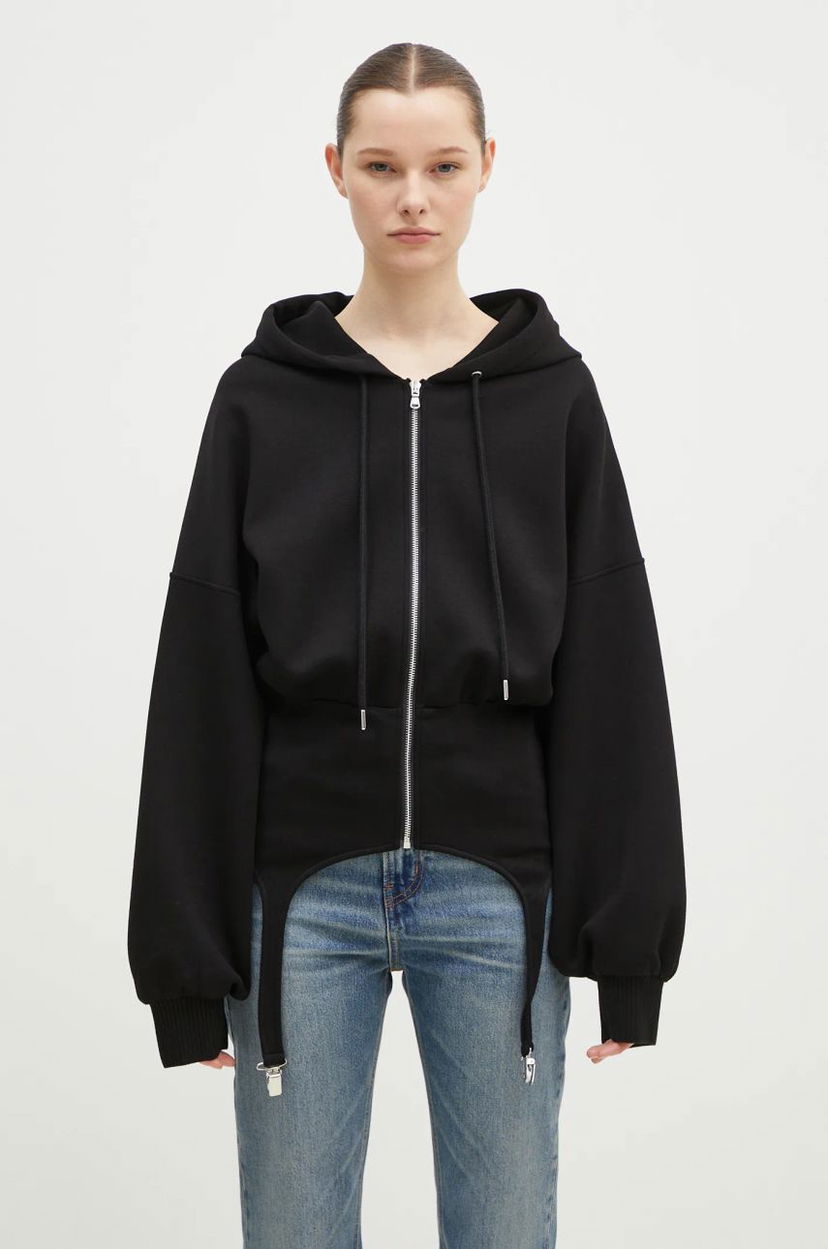 Світшоти Fiorucci Fiorucci Neoprene Suspender Zip-Up Hoodie чорний | W01FMSHO268NE01BK01