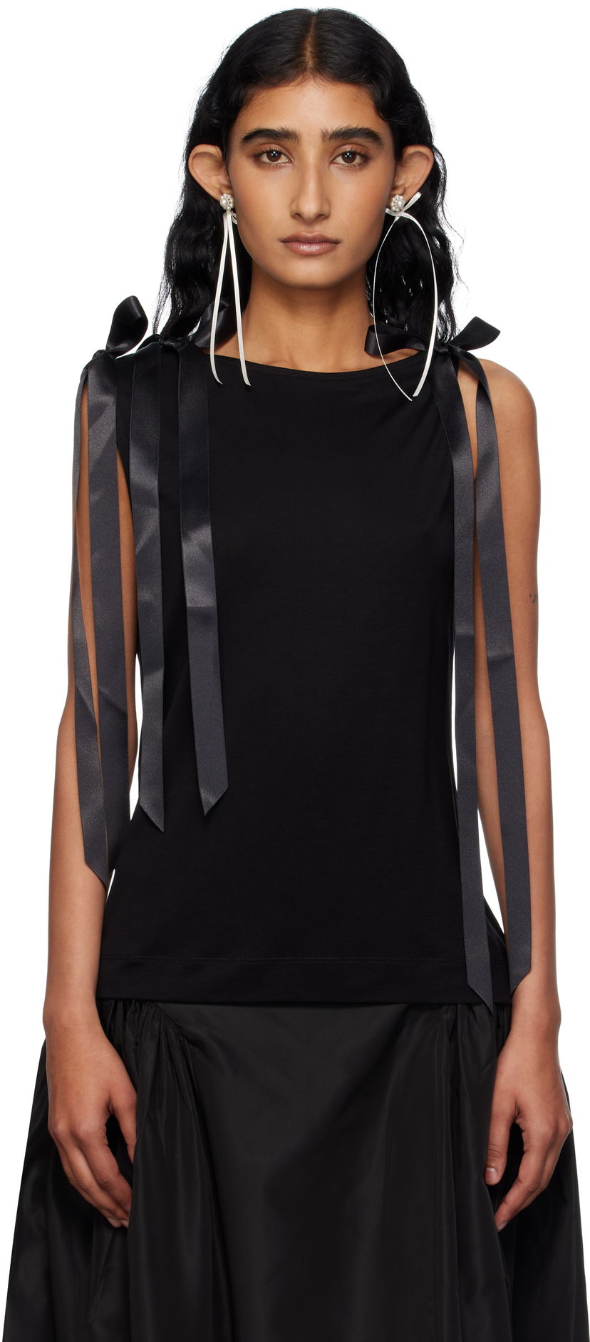 Безрукавка Simone Rocha Simone Rocha Bow Ribbon Tail Tank Top чорний | 5366 0571
