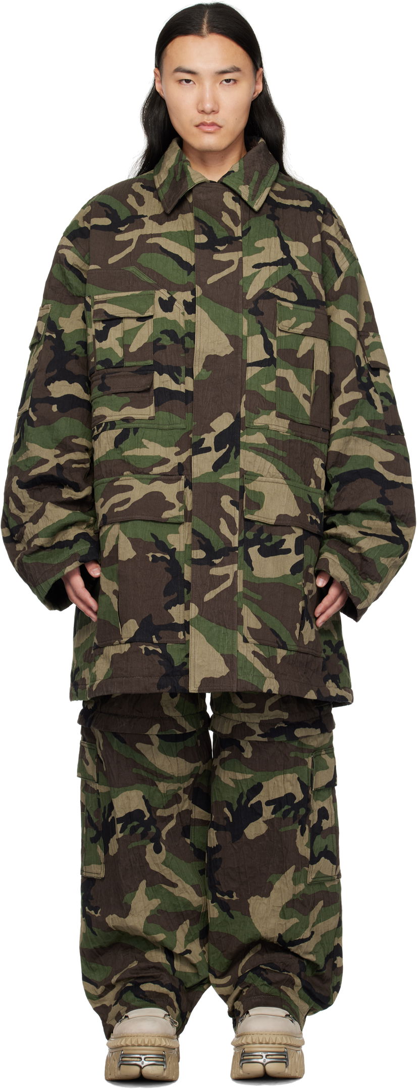 Парка VETEMENTS Vetements Runway Metalized Wrinkled Utility Jacket Зелений | UA66JA100X