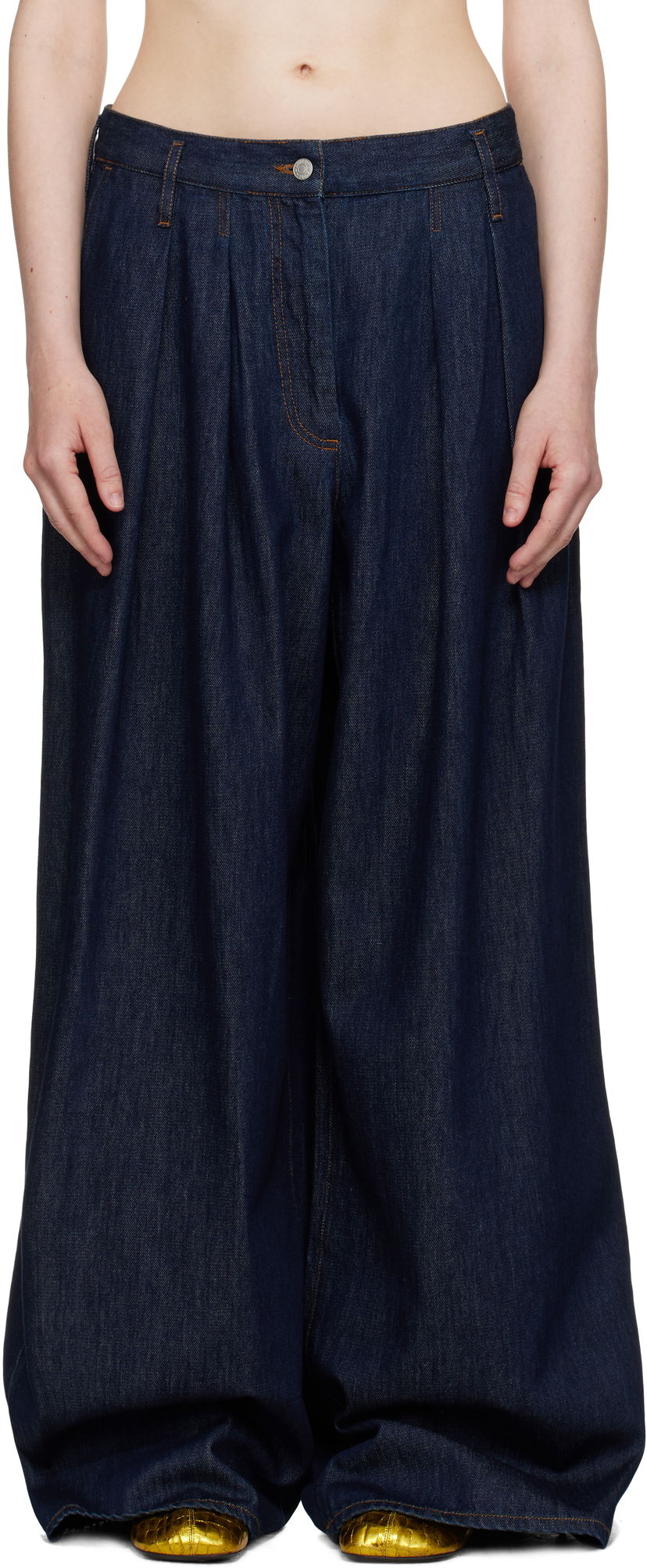 Джинси Dries Van Noten Dries Van Noten Wide Leg Pleated Jeans Синій | 251-010929-1552