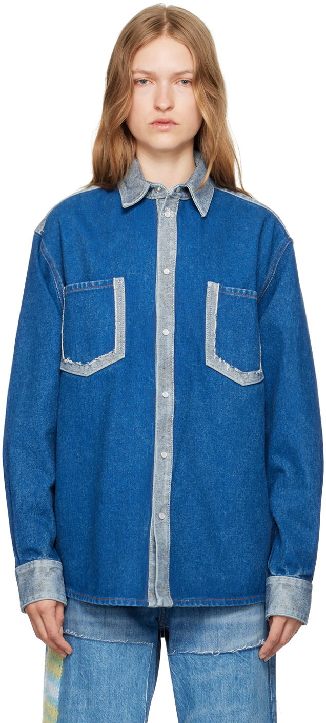 Сорочка Marni Two-Tone Denim Shirt Синій | CAJD0601QS USCU83