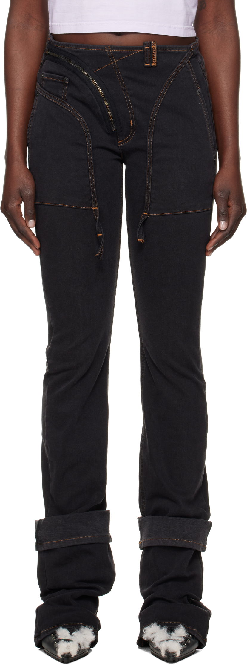 Джинси Ottolinger Ottolinger Open Back Denim Jeans чорний | 2217080211