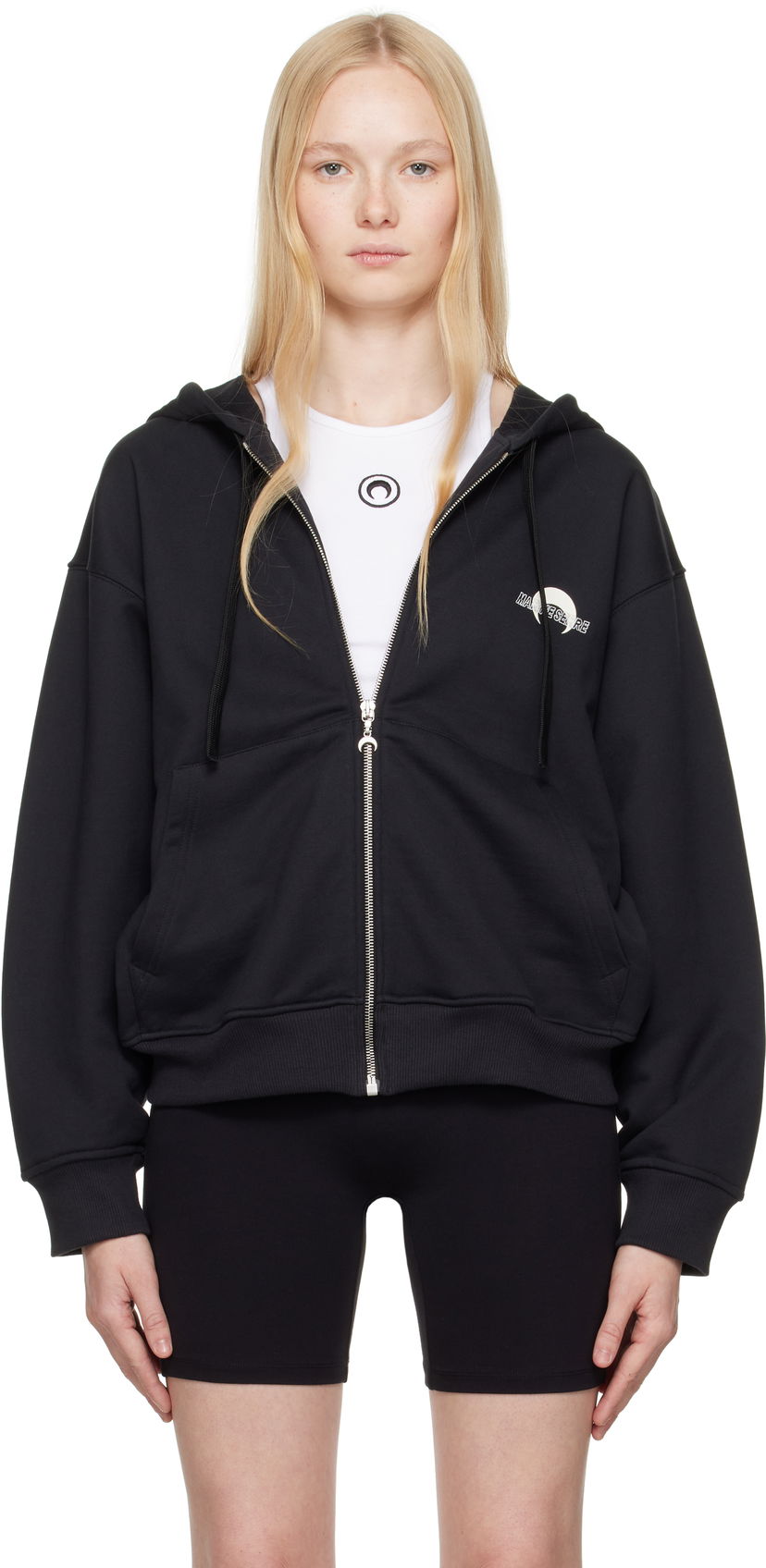 Світшоти Marine Serre Marine Serre Moon Logo Fleece Zip-Up Hoodie чорний | UST017B CJER0075