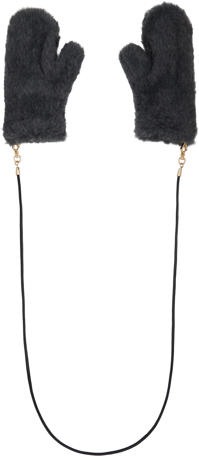 Рукавички Max Mara Max Mara Faux Fur Mitts with String Сірий | 2524566082600