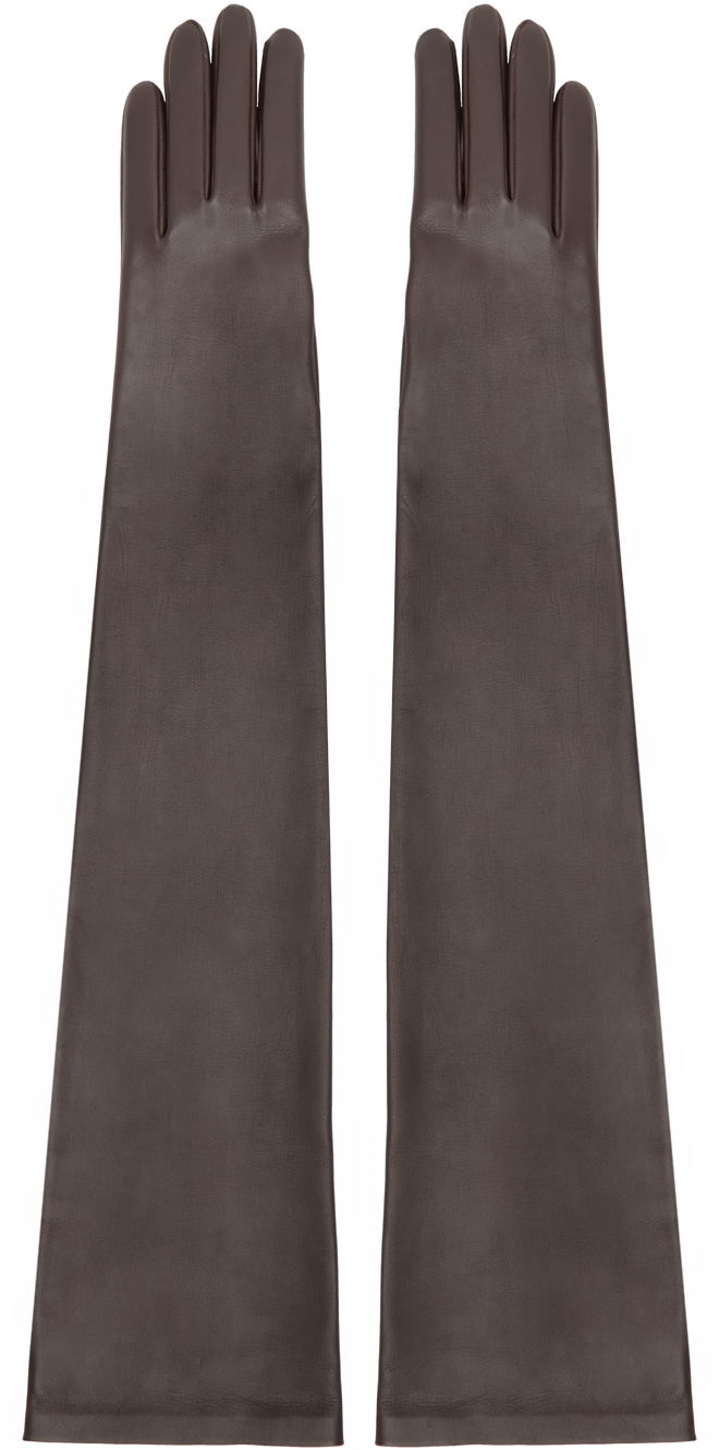Рукавички The Row Long Leather Gloves Коричневий | 7349-P52