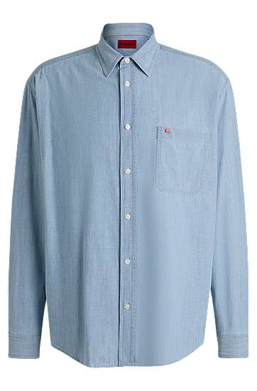 Сорочка BOSS Cotton Chambray Overshirt Синій | 50539312