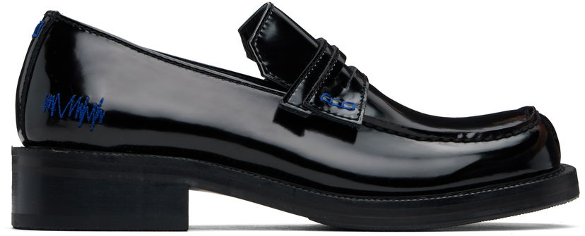 Кросівки та взуття ADER ERROR Curve Patent Leather Loafers чорний | BN01SSCS0102BK