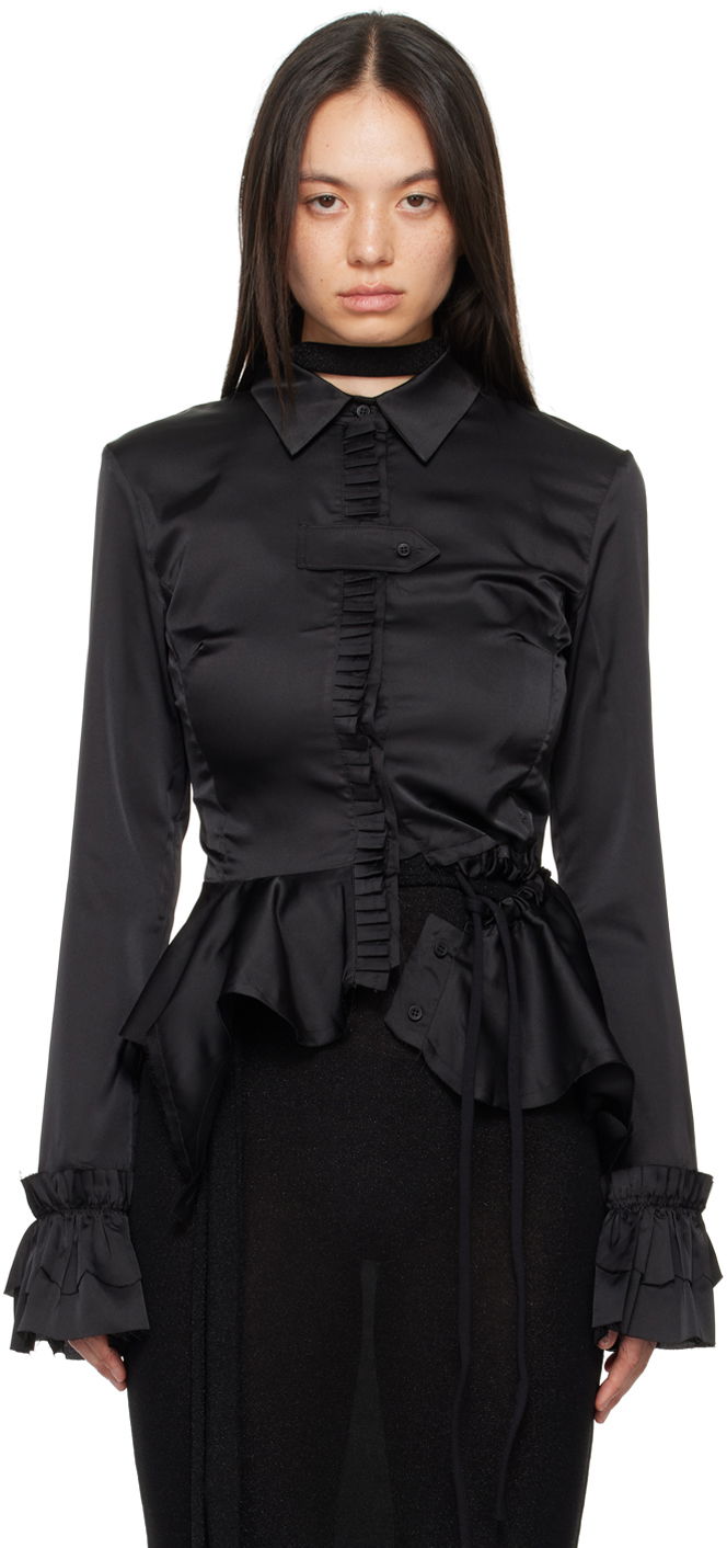 Сорочка Ottolinger Ottolinger Ruffled Satin Blouse чорний | 1110105921