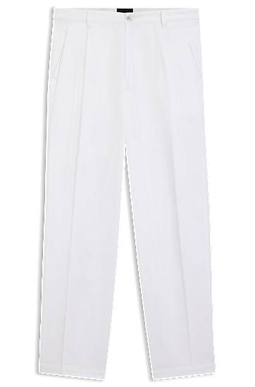 Штани BOSS Relaxed-Fit Cotton Twill Trousers білий | 50546924