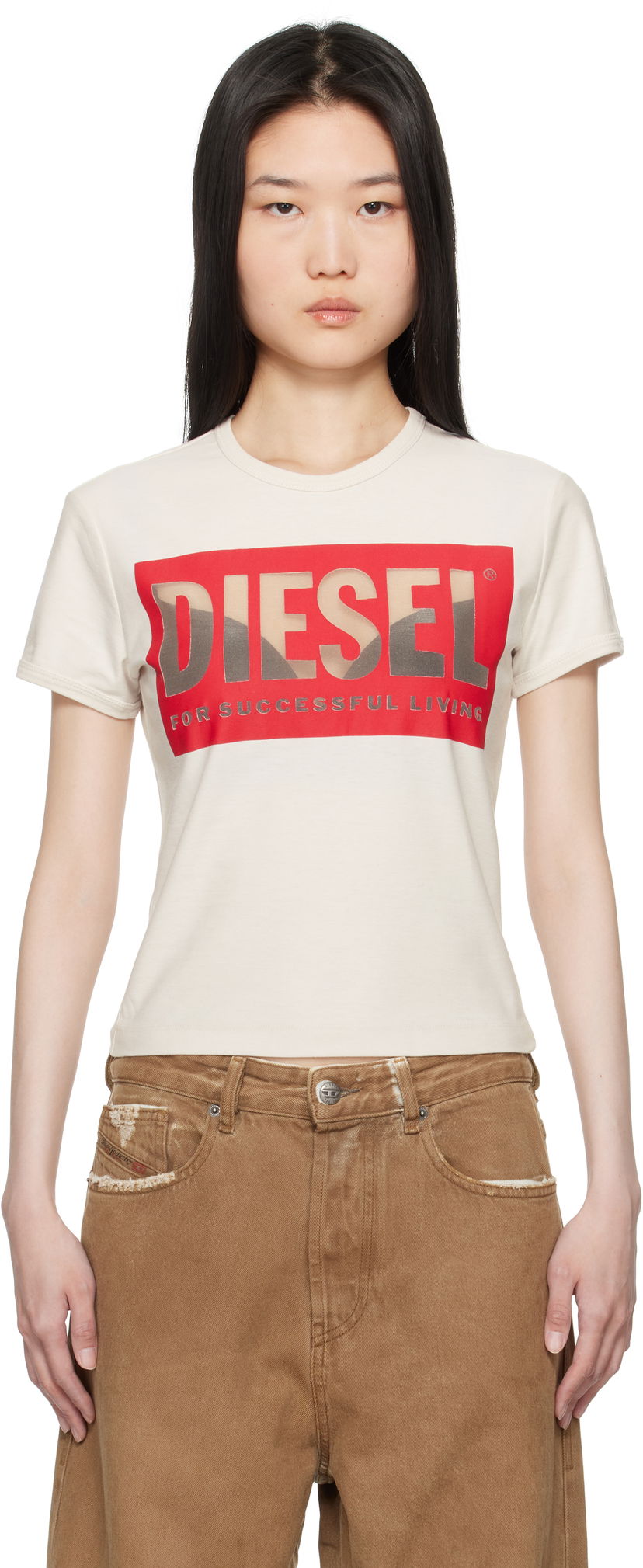 Футболка Diesel T-shirt Slim Fit Graphic Print білий | A17082 0SHAY