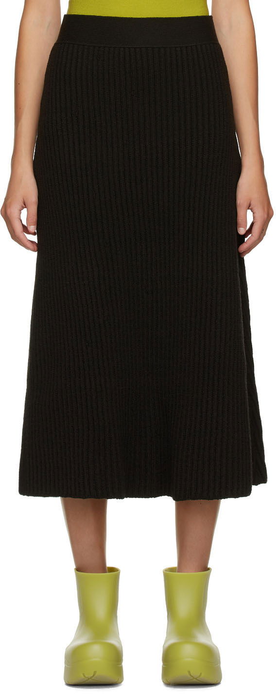 Спідниця Bottega Veneta Rib Distorted Mid-Length Skirt чорний | 638136 V08G0