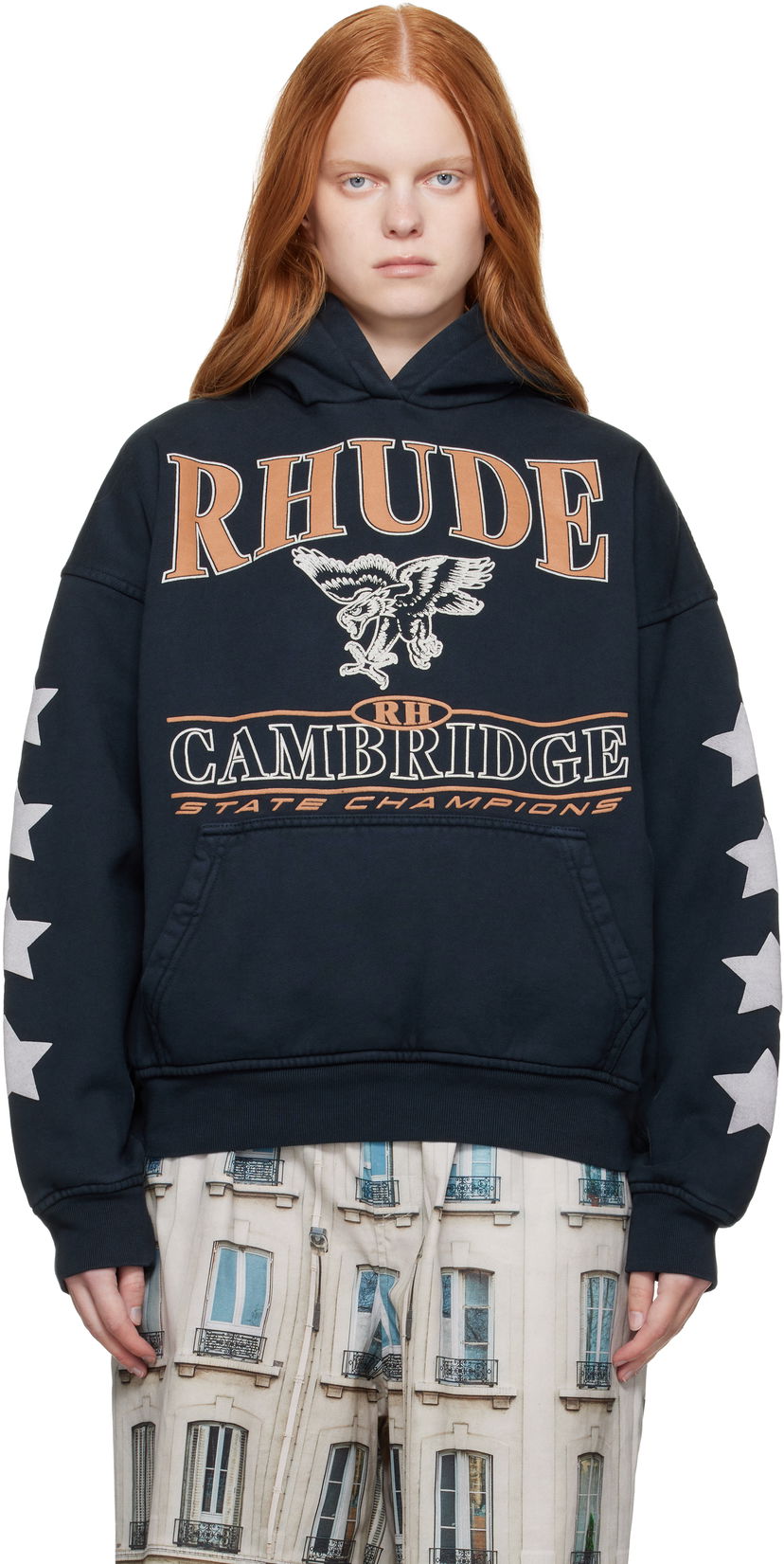 Світшоти Rhude Rhude 'Cambridge State Champions' Graphic Hoodie темно-синій | RHPF25HO10012