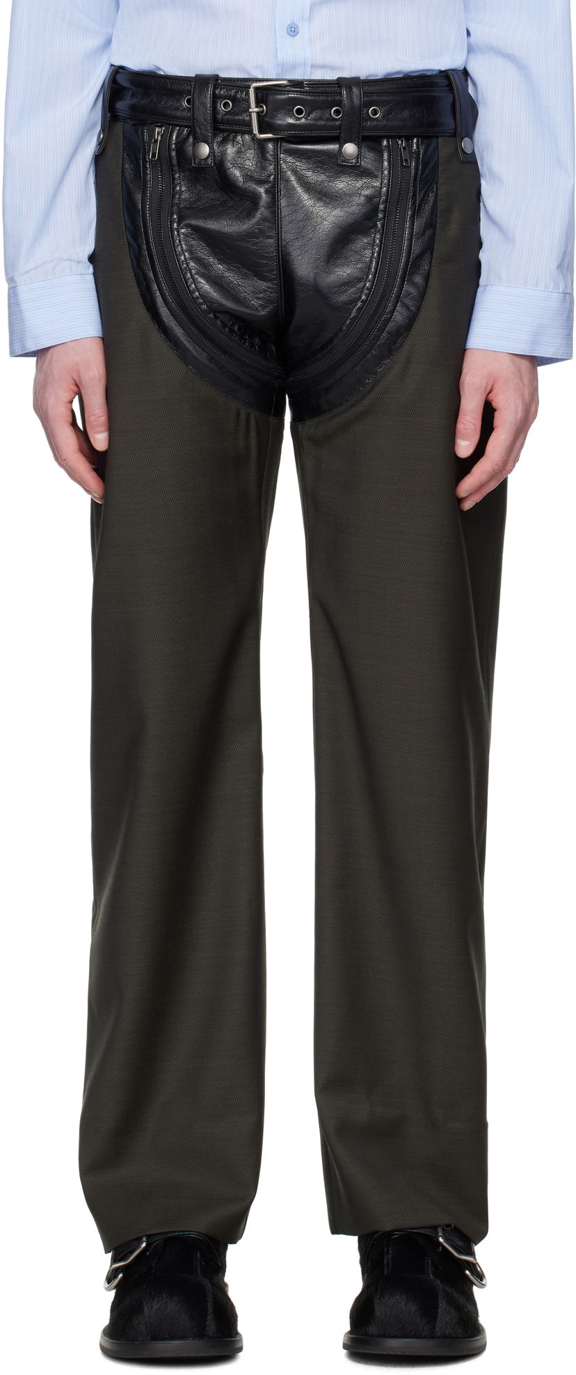 Штани карго Martine Rose Martine Rose Zip Chap Tailored Trousers Зелений | 360WT10414