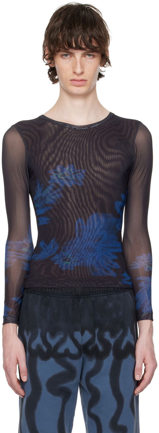 Футболка Collina Strada Collina Strada Cardio Floral Mesh Long Sleeve T-Shirt чорний | XX3341