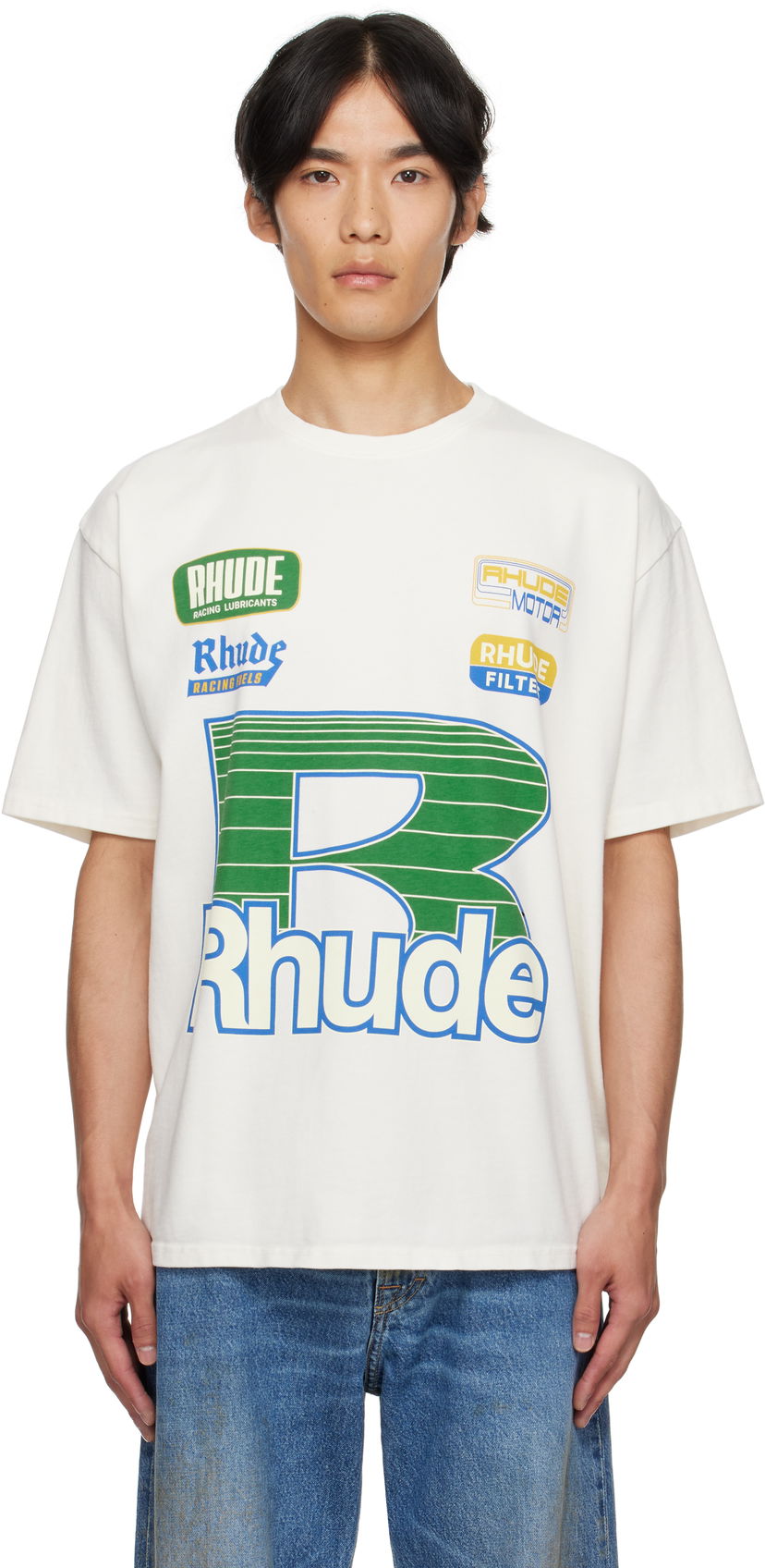 Футболка Rhude Rhude Roadway Racing T-Shirt білий | RHPF25TT11012