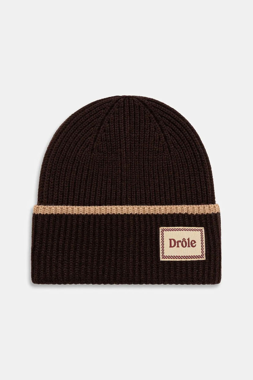 Шапка Drôle de Monsieur Drôle de Monsieur Le Bonnet Ribbed Knit Beanie Коричневий | I.BN104.WO007