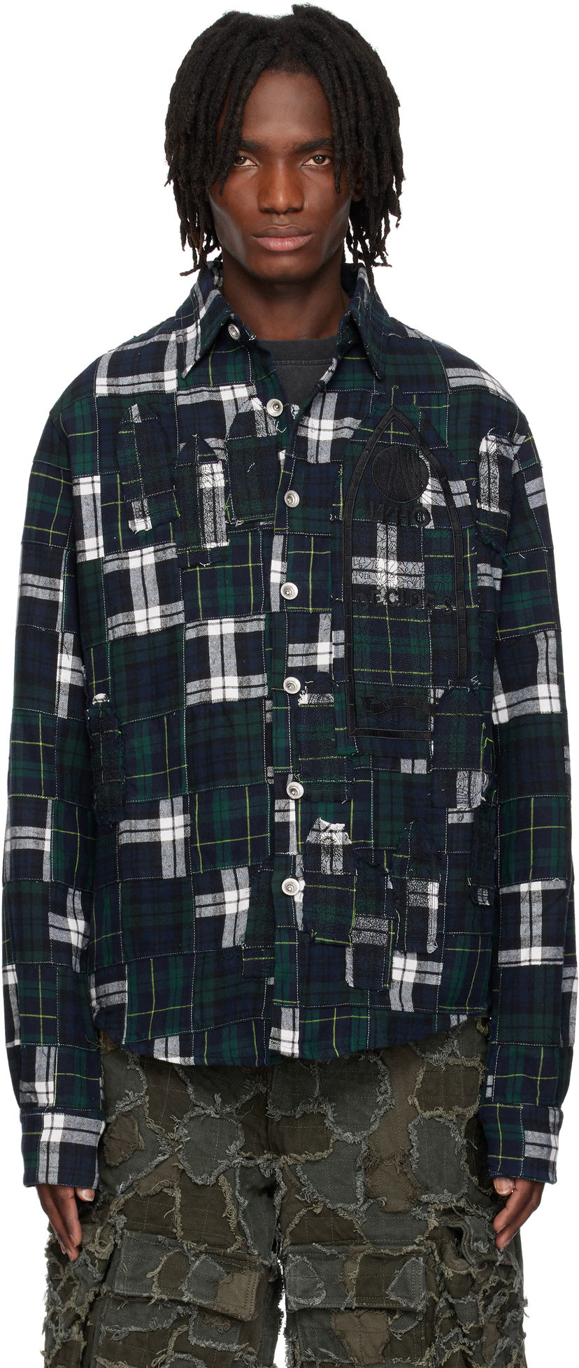Сорочка Who Decides War Who Decides War Patched Arch Flannel Shirt темно-синій | 1110450030SS25